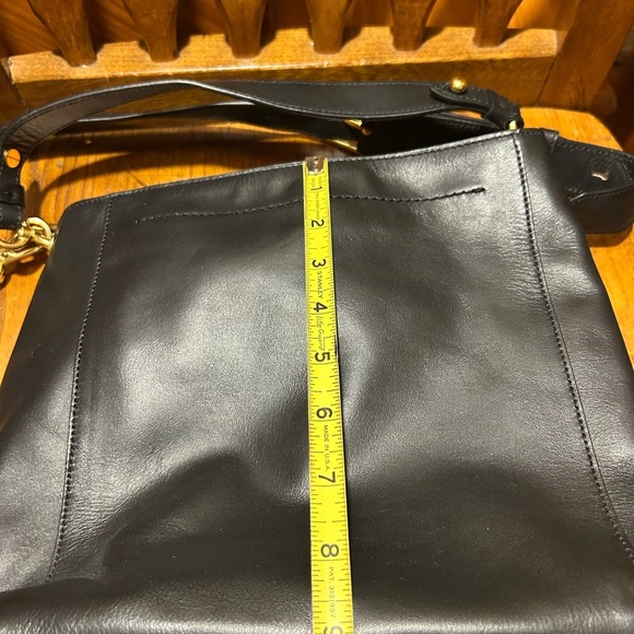 Cole Haan Black and Gold Leather Shoulder Bag with Adjustable Strap - Picture 13 of 14